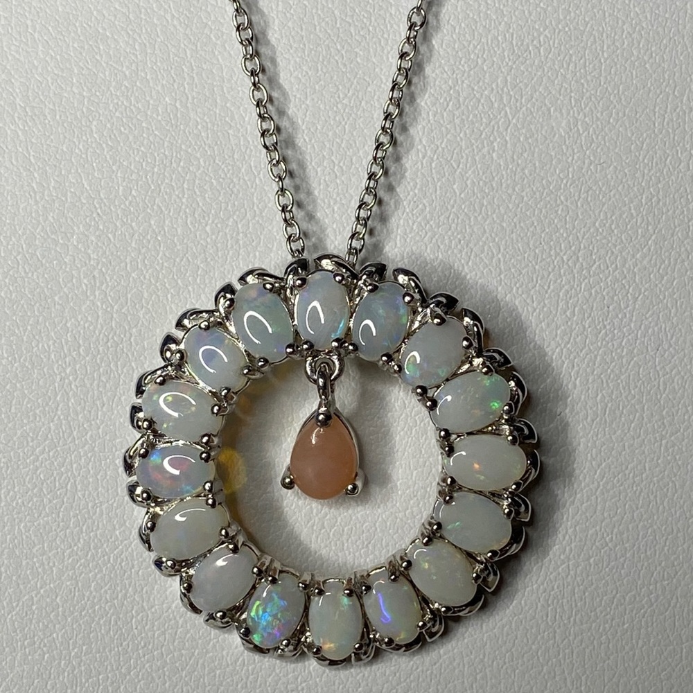 Australian White and Peruvian Pink Opal Pendant